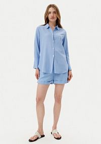 Szorty Selmark niebieskie damskie Komplet koszula i  materiałowe