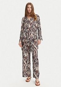 Spodnie eleganckie Selmark brązowe damskie Komplet koszula i  materiałowe