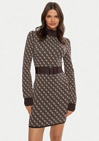 Sukienka dzianinowa Guess brązowa 