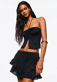 Spódnicospodenki w stylu boho z fakturą Bershka czarne