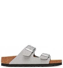 Klapki Birkenstock srebrne damskie