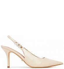 Sandały na obcasie Guess beżowe