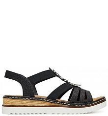 Sandały na obcasie Rieker czarne