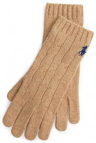 Rękawiczki Polo Ralph Lauren brązowe damskie