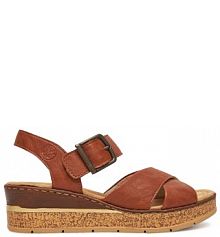 Sandały na obcasie Rieker brązowe