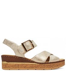 Sandały na obcasie Rieker beżowe