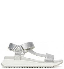 Sandały na obcasie Rieker srebrne
