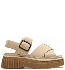 Sandały na obcasie Clarks beżowe