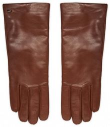 Rękawiczki skórzane Weekend Max Mara brązowe
