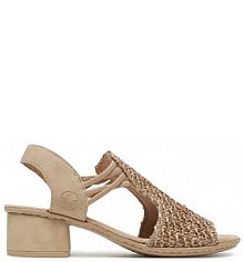 Sandały na obcasie Rieker beżowe