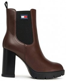 Botki na obcasie Tommy Jeans brązowe