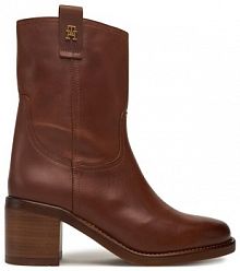 Botki na obcasie Tommy Hilfiger brązowe