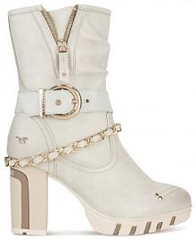 Botki na obcasie Mustang białe