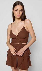 Bluzka BIZUU  brązowa damska TARI.BRAZOWY