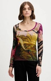 Longsleeve Desigual  beżowy damski 25WWTK38
