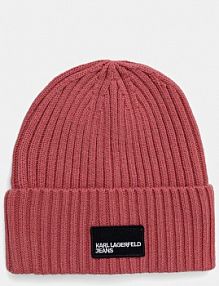 Czapka zimowa Karl Lagerfeld Jeans  różowa damska A3W33111