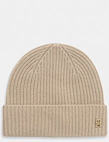 Czapka zimowa Tommy Hilfiger  beżowa damska AW0AW17772