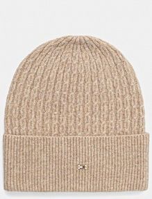 Czapka zimowa Tommy Hilfiger  beżowa damska AW0AW17776