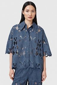 Koszula z krótkim rękawem AllSaints  niebieska W098PC