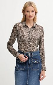 Koszula z długim rękawem Guess  beżowa W5YH0X.WDW82