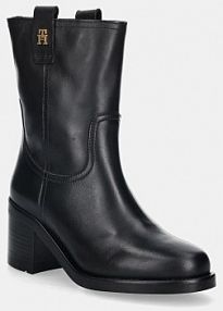 Botki na obcasie Tommy Hilfiger  czarne FW0FW08776