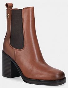 Botki na obcasie Tommy Hilfiger  brązowe FW0FW08844