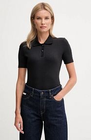 Koszulka polo Calvin Klein Jeans  czarna damska LV047C907G
