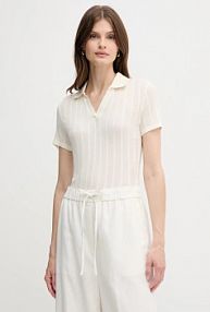 Koszulka polo Calvin Klein Jeans  beżowa damska LV047C210G