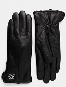 Rękawiczki skórzane Karl Lagerfeld  czarne A4W33017