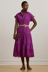 Sukienka midi Lauren Ralph Lauren  fioletowa 200970821
