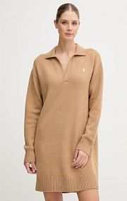 Sukienka mini Polo Ralph Lauren  beżowa 211A91143