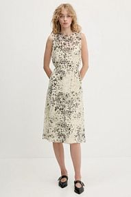 Sukienka midi Calvin Klein  beżowa LV144C043G