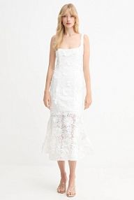 Sukienka midi bardot  biała 60000DB