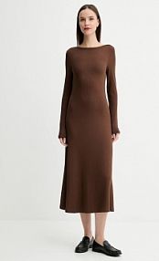 Sukienka midi Tommy Hilfiger  brązowa WW0WW47066