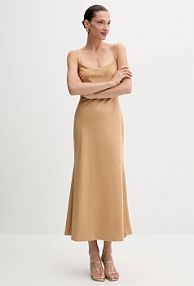 Sukienka midi bardot  brązowa 59194DB3