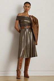 Sukienka midi Lauren Ralph Lauren  złota 253982168