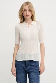 Koszulka polo Boss Orange  beżowa damska 50543977