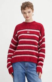 Sweter Tommy Jeans  czerwony damski DW0DW21679
