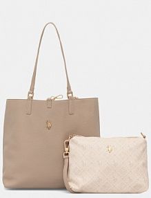 Torebka shopperka U.S. Polo Assn.  beżowa BEUM08706WVP