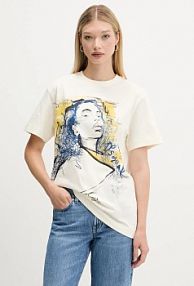 T-shirt Desigual  beżowy damski 25WWTK05