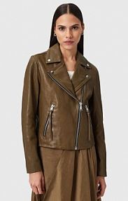 Kurtka skórzana AllSaints  brązowa damska W099LB