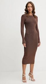 Sukienka midi Silvian Heach  brązowa GPA25057VE