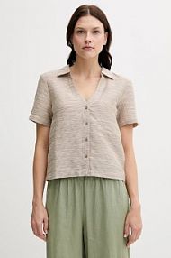 Koszula z krótkim rękawem United Colors of Benetton  beżowa 5YPVDQ0BX