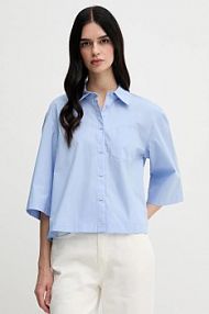 Koszula Sisley  niebieska damska 5WMELQ08V