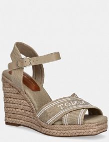 Sandały na obcasie Tommy Hilfiger  beżowe FW0FW08668