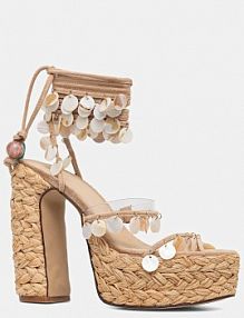 Sandały na obcasie Naked Wolfe  beżowe Fantastic.Nat