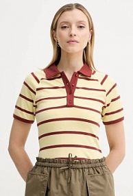 Koszulka polo Samsoe Samsoe  żółta damska F25100117