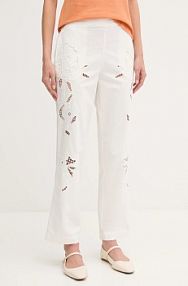 Spodnie eleganckie Sisley  białe damskie 48R0LF075