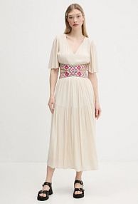 Sukienka maxi Desigual  beżowa 25SWVW98