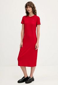 Sukienka midi Tommy Jeans  czerwona DW0DW19721